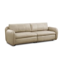 Sofá Melvor 2 Módulos Couro Natural Estrutura Madeira de Lei Eucalipto Pés Madeira Design Artesanal