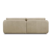 Sofá Melvor 2 Módulos Couro Natural Estrutura Madeira de Lei Eucalipto Pés Madeira Design Artesanal