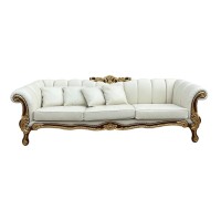 Sofá Napoleão Entalhado Madeira Maciça Design de Luxo Peça Artesanal