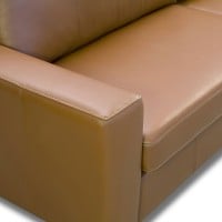 Sofá Nevin Couro Natural Estrutura Madeira de Lei Eucalipto Pés em Madeira Design Artesanal