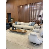 Sofá Ondine 2 Módulos em Couro Legítimo com Design Orgânico e Costuras Decorativas