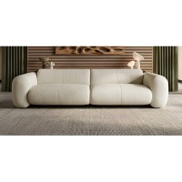 Sofá Ondine 2 Módulos em Couro Legítimo com Design Orgânico e Costuras Decorativas