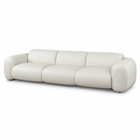 Sofá Ondine 3 Módulos em Couro Legítimo com Design Orgânico e Costuras Decorativas