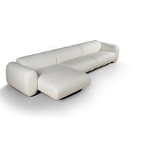 Sofá Ondine 3 Módulos em Couro Legítimo com Design Orgânico e Costuras Decorativas