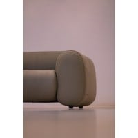 Sofá Ondine 3 Módulos em Couro Legítimo com Design Orgânico e Costuras Decorativas