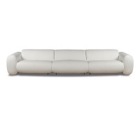 Sofá Ondine 3 Módulos em Couro Legítimo com Design Orgânico e Costuras Decorativas