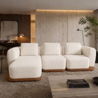 Sofá com Chaise Riley 3 Módulos Encosto com Almofadas Soltas Base em Composê