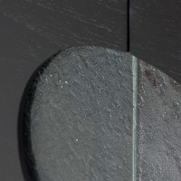 Sofá Table Sublime com Portas Detalhe Vidro Fusing Estrutura Lâmina de Madeira Pés Madeira Maciça Tauari