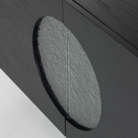 Sofá Table Sublime com Portas Detalhe Vidro Fusing Estrutura Lâmina de Madeira Pés Madeira Maciça Tauari