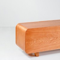Sofá Table Sublime com Portas Detalhe Vidro Fusing Estrutura Lâmina de Madeira Pés Madeira Maciça Tauari