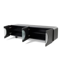 Sofá Table Sublime com Portas Detalhe Vidro Fusing Estrutura Lâmina de Madeira Pés Madeira Maciça Tauari