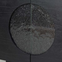 Sofá Table Sublime com Portas Detalhe Vidro Fusing Estrutura Lâmina de Madeira Pés Madeira Maciça Tauari