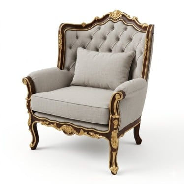 Poltrona Versalhes Capitonê Entalhada Madeira Maciça Luxo Artesanal Design Clássico