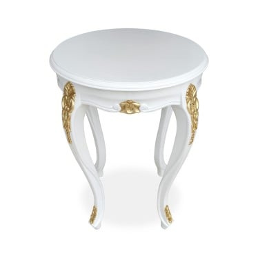 Mesa de Canto Napoleão Pintura Dourada Entalhada em Madeira Maciça