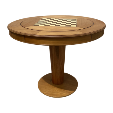 Mesa de Jogos Cartas Lugano Mel com Gavetas Touch e Porta Copos Tampo Reversível Design Clássico