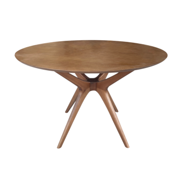 Mesa de Jantar Palito Redonda Base Madeira Maciça Design Retrô