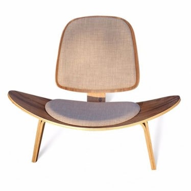 Poltrona Shell em Imbuia Peça do Designer Hans Wegner c/ Tecidos Personalizados