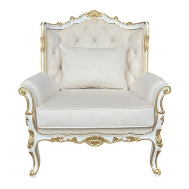 Poltrona Versalhes Capitonê Entalhada Madeira Maciça Luxo Artesanal Design Clássico