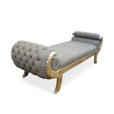 Recamier de Luxo Baixo Madeira Maciça Design Classico