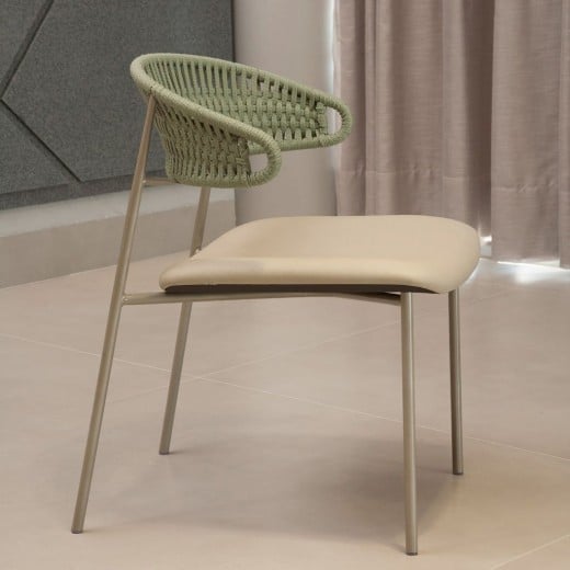 Cadeira Kaisha Assento Estofado Encosto Trama Corda Náutica Estrutura Aço Carbono Pintura Eletrostática Design Moderno