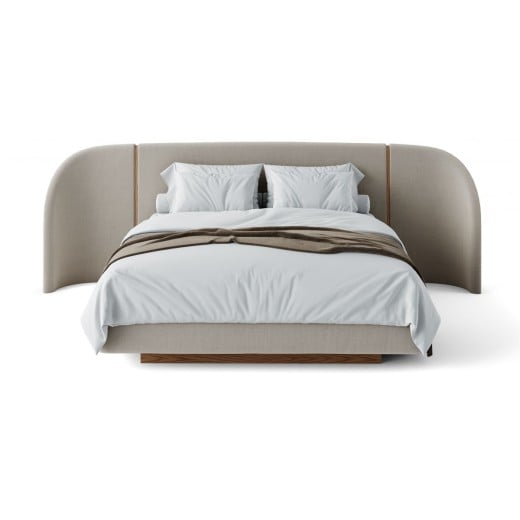 Cama Akander Estofada Cabeceira Tripartida Design Flutuante Base Bipartida