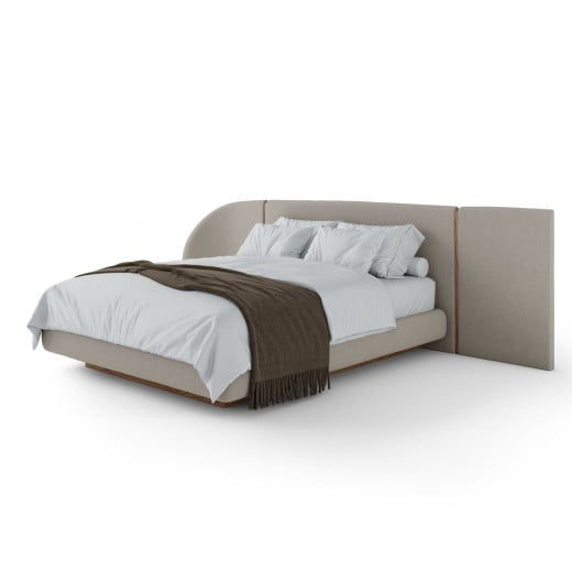 Cama Akander Estofada Cabeceira Tripartida Design Flutuante Base Bipartida