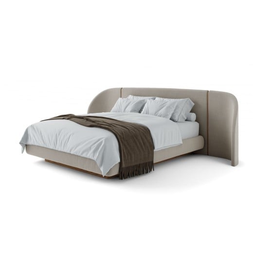 Cama Akander Estofada Cabeceira Tripartida Design Flutuante Base Bipartida