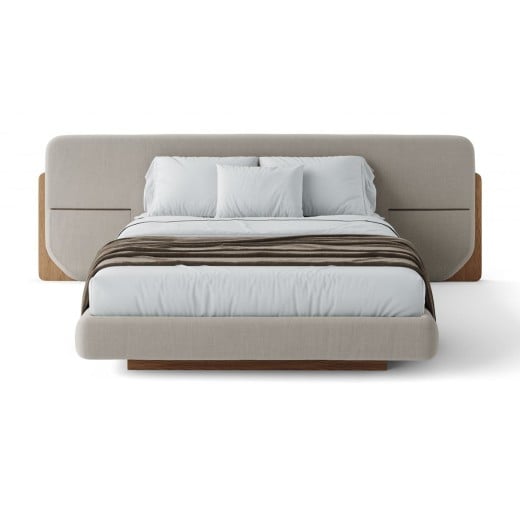 Cama Tessia Estofada Detalhe com Bolsos Laterais Design Flutuante Base Bipartida
