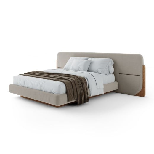 Cama Tessia Estofada Detalhe com Bolsos Laterais Design Flutuante Base Bipartida