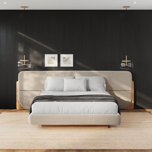 Cama Tessia Estofada Detalhe com Bolsos Laterais Design Flutuante Base Bipartida