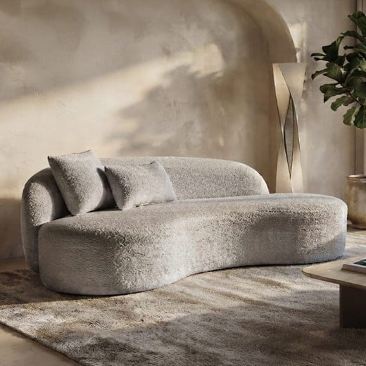 Sofá Curvo Iorque com Chaise Lateral e Almofadas Decorativas