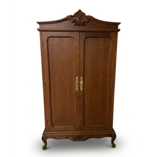 Roupeiro Provençal II com 2 Portas Estrutura em Madeira Maciça Eucalipto Detalhes Entalhados em Dourado Pés Luís XV
