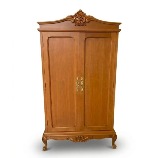Roupeiro Provençal II com 2 Portas Estrutura em Madeira Maciça Eucalipto Detalhes Entalhados em Dourado Pés Luís XV