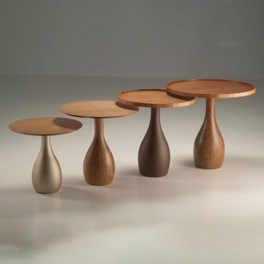 Mesa de Apoio Pinne Tampo Bandeja Laminado Base Pedestal em Madeira Maciça