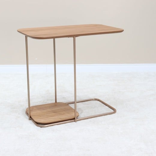 Mesa de Apoio Olissya Retangular Tampo Madeira Base Metal