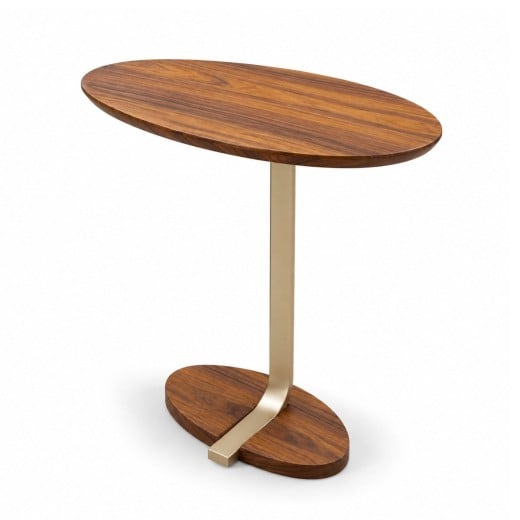 Mesa de Apoio para Sofá Vihe Tampo e Base com Design Oval e Haste em Alumínio Metalizado Design by Ampezzan e Maciel Arquitetos