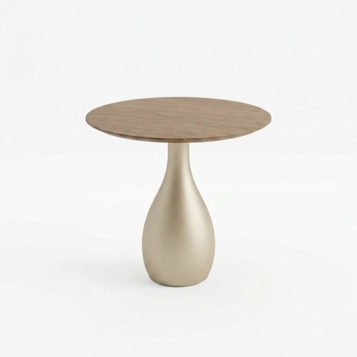 Mesa de Apoio Pinne II Tampo Redondo Laminado Base Pedestal em Madeira Maciça