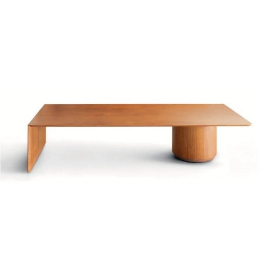 Mesa de Centro Flow em Lâmina de Madeira com Tampo Retangular e Base Cilíndrica Design by Alan Mantovani