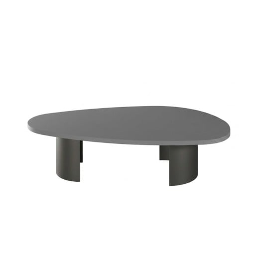 Mesa de Centro Eben Tampo Orgânico em Madeira com Duas Bases em Aço Carbono com Pintura Epóxi