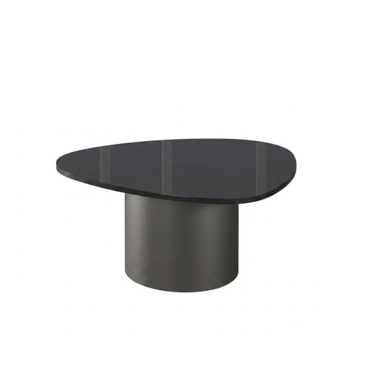 Mesa de Centro Eben II Tampo Orgânico em Vidro Pintado com Base Fechada em Aço Carbono com Pintura Epóxi