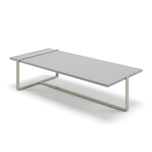 Mesa de Centro Fenice Tampo Retangular em Madeira e Base em Chapa de Aço Carbono com Pintura Epóxi