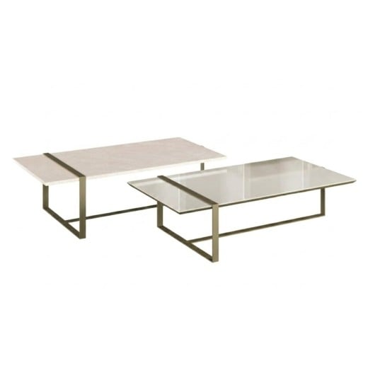 Mesa de Centro Fenice Tampo Retangular em Madeira e Base em Chapa de Aço Carbono com Pintura Epóxi