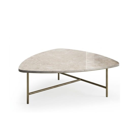 Mesa de Centro Frida Tampo Orgânico em Vidro Marmorizado com Estrutura em Aço Carbono com Pintura Epóxi