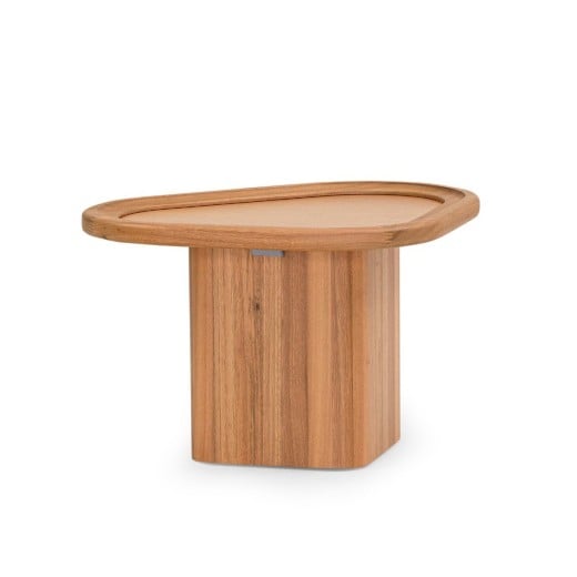 Mesa de Centro Gutta Tampo Triangular Orgânico Laminado Base em Madeira Maciça 