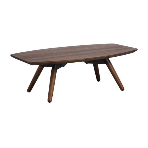 Mesa de Centro Ondra em Madeira de Reflorestamento com Tampo Orgânico e Pés Inclinados Designer by Pedro Mendes