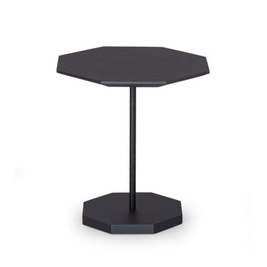 Mesa de Centro Ottus Octagonal Tampo Laminada Base em Madeira Maciça e Haste Tubular Metálica