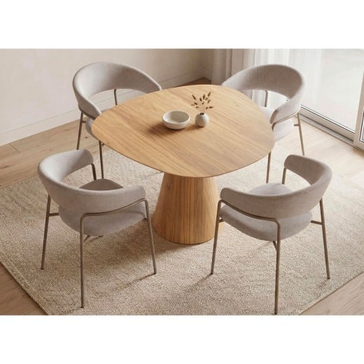 Mesa de Jantar Jaxon Tampo Orgânico Lâmina Carvalho Americano Base Cônica Tingida