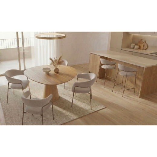 Mesa de Jantar Jaxon Tampo Orgânico Lâmina Carvalho Americano Base Cônica Tingida