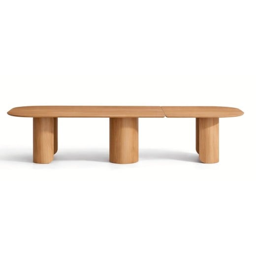 Mesa de Jantar Vereda Tampo Bipartido Laminado com Extensão em Lâmina Invertida Base Madeira de Manejo Design by Studio 3 Design