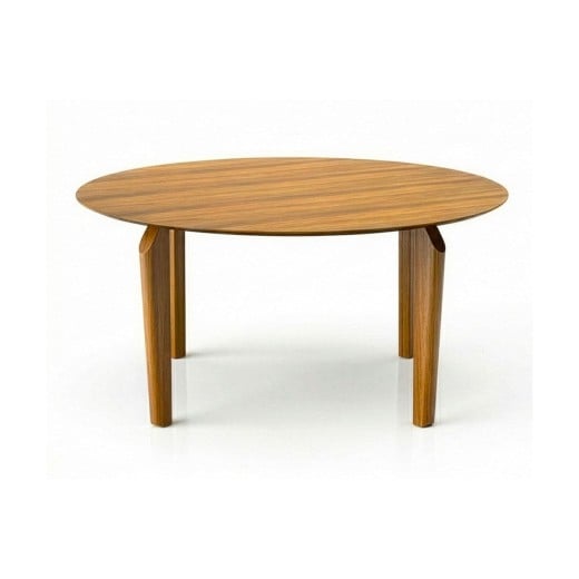 Mesa de Jantar Potyra Design Redondo Tampo Lâmina Cinamomo Base Madeira Maciça Tingida